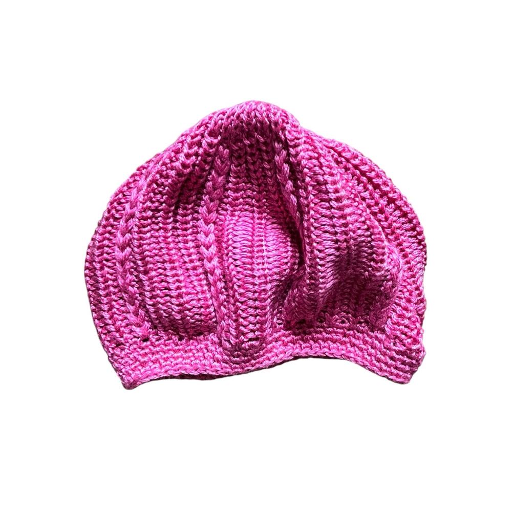 D&Y Cable Knit Beret Slouchy Winter Hat – Vibrant Hot Pink